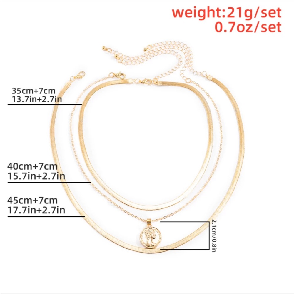NEW 18K GOLD MULTILAYERED CHAIN NECKLACE - Picture 6 of 6